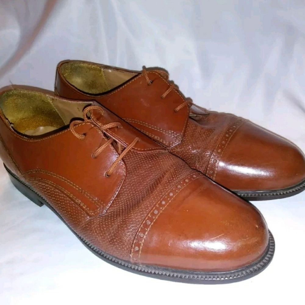Stanley Blacker Brown Leather Dress Shoes Size 7.5